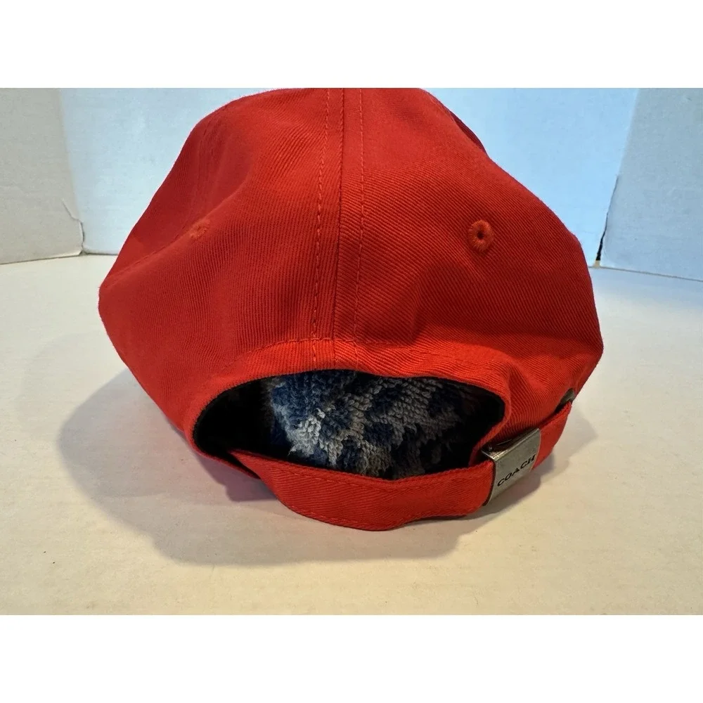Coach Embroidered Baseball Cap Hat Red Adjustable New No Tag